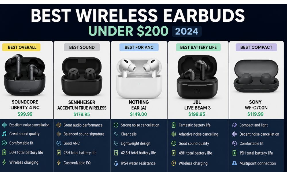 best wireless earbuds under 200 dollars 2024